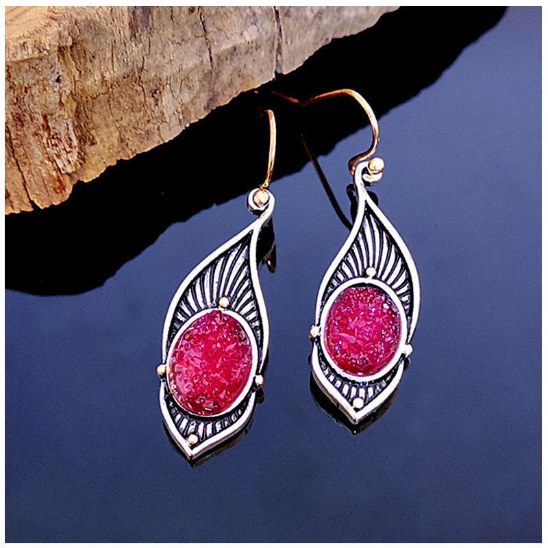 Creative Bird Feather Inlaid Purple Ore Earrings 2 574b5b27 fb74 4fb5 a47e aece6cc8a162 Creative Bird Feather Inlaid Purple Ore Earrings