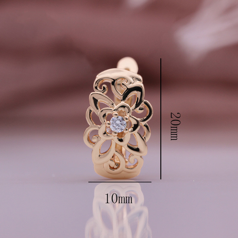 57859681 78fe 47d3 af20 d6a90d9354ad Micro-set Zircon 585 Rose Gold Geometric Earrings