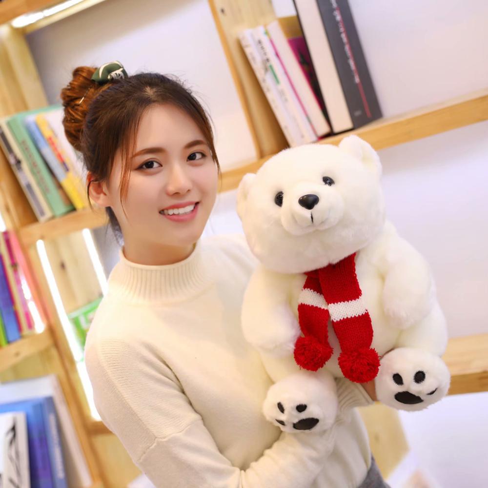cute scarf polar bear doll plush toy