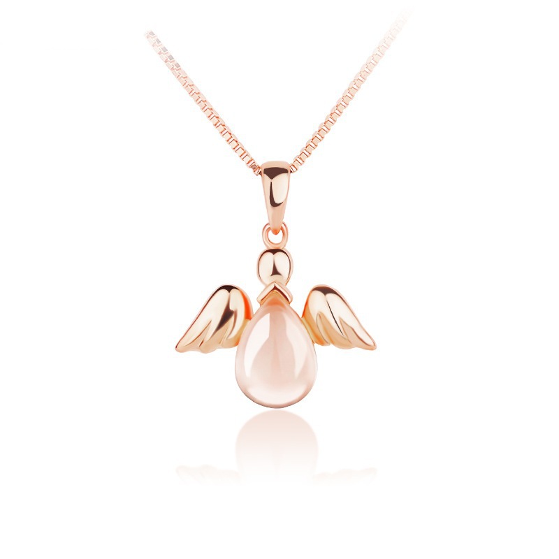 Stall Goods Korean Necklace Rose Gold Plated Synthetic Ross Quartz Pink Crystal Angel Women's Pendant Clavicle Chain Jewelry 2 59904728 1003 4308 a1b8 69c66a9f383b Stall Goods Korean Necklace Rose Gold Plated Synthetic Ross Quartz Pink Crystal Angel Women's Pendant Clavicle Chain Jewelry