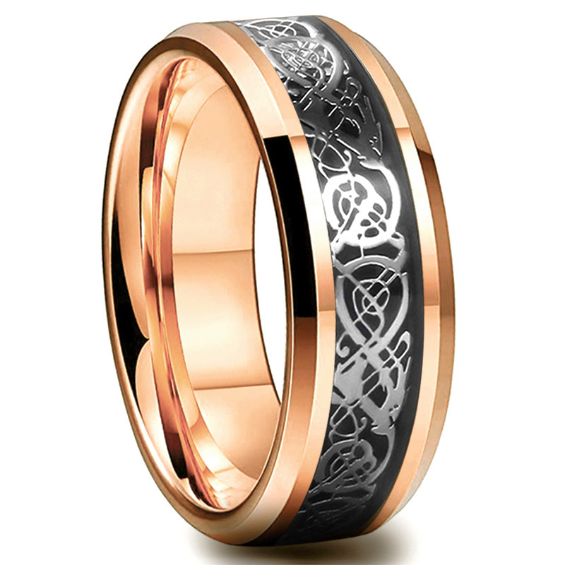 Timeless Dragon Ring in Gold and Silver on Rose Gold