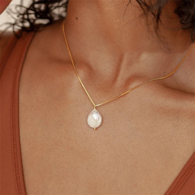 Baroque Freshwater Pearl Necklace Pendant Gold Plated Chain Necklace 5 5aaba87e aaf0 401b a626 da006f52e1a9 Baroque Freshwater Pearl Necklace Pendant Gold Plated Chain Necklace