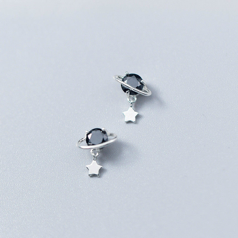 5c307ba7 a694 4021 82c6 af1931886a02 Fashion Cute Black Diamond Small Planet Earrings