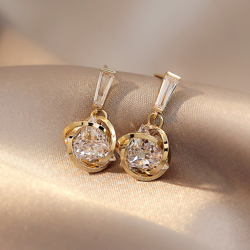 5c47deba 0dbb 4f7d ab63 29b32de4e34e Exquisite Triangular Zircon Pendant Earrings Round Cross Gold Color Ear Stud Women Wedding Party Jewelry Gift