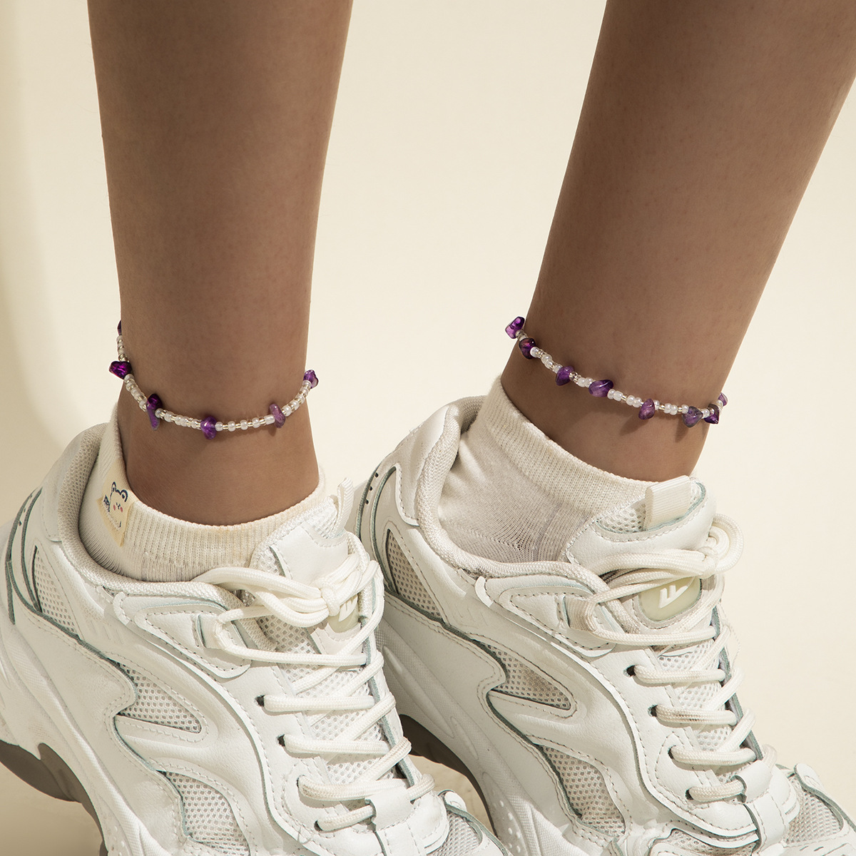 5cd8d252 ced4 4bd6 a4f3 b011d4987dbb Beach Style Single Layer Trendy Irregular Colored Stone Anklet