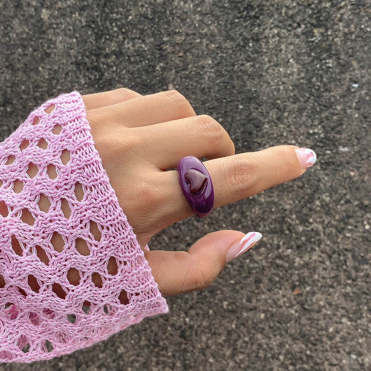 5d617b9f 27c0 4434 b63d d49c3a43e981 Simple Candy Color Three-dimensional Love Acrylic Joint Ring