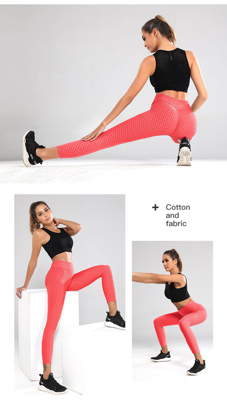 picture of girl with flourescent red high waisted tummy and thigh control leggings for women