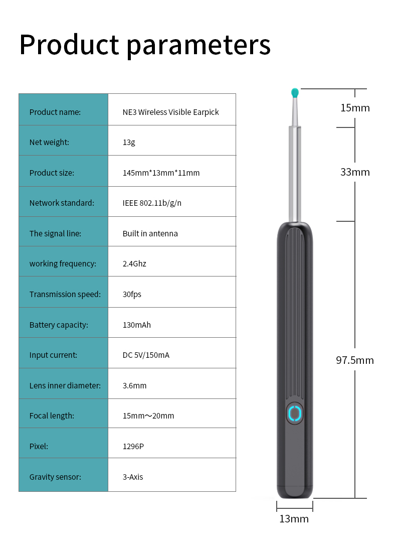 Ear Cleaner Otoscope WiFi Visible Wax Elimination Tool With Camera LED Light Wireless Ear Endoscope Ear Cleaning Kit For I-phone 53