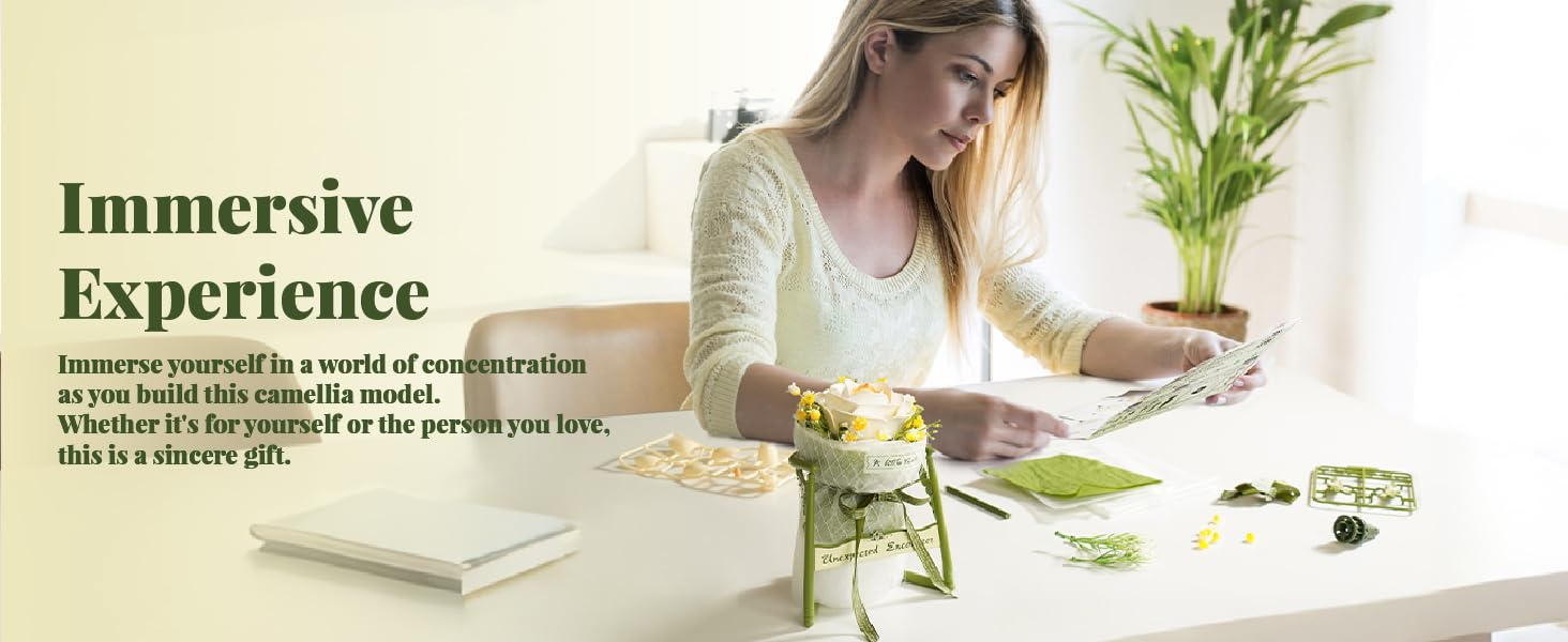 ROBOTIME Flower 3D Puzzle Model Kits Puzzles for Adults to Build Artificial Flowers with Stand