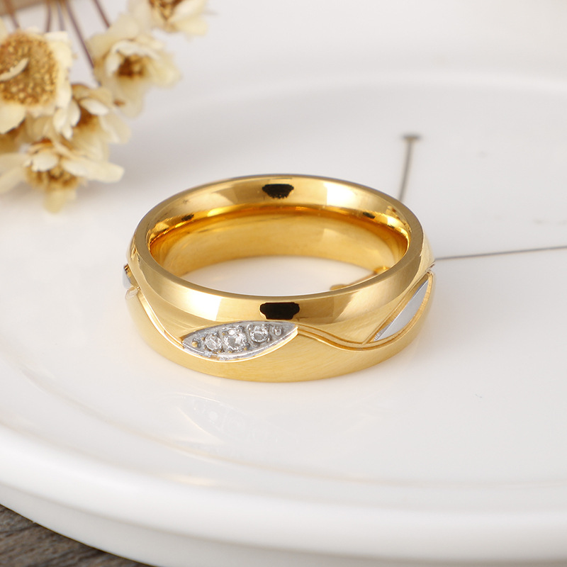 62a230fe becb 4218 87b9 10f50c2c1341 Fashionable Titanium Steel 18K Gold New Couple Rings