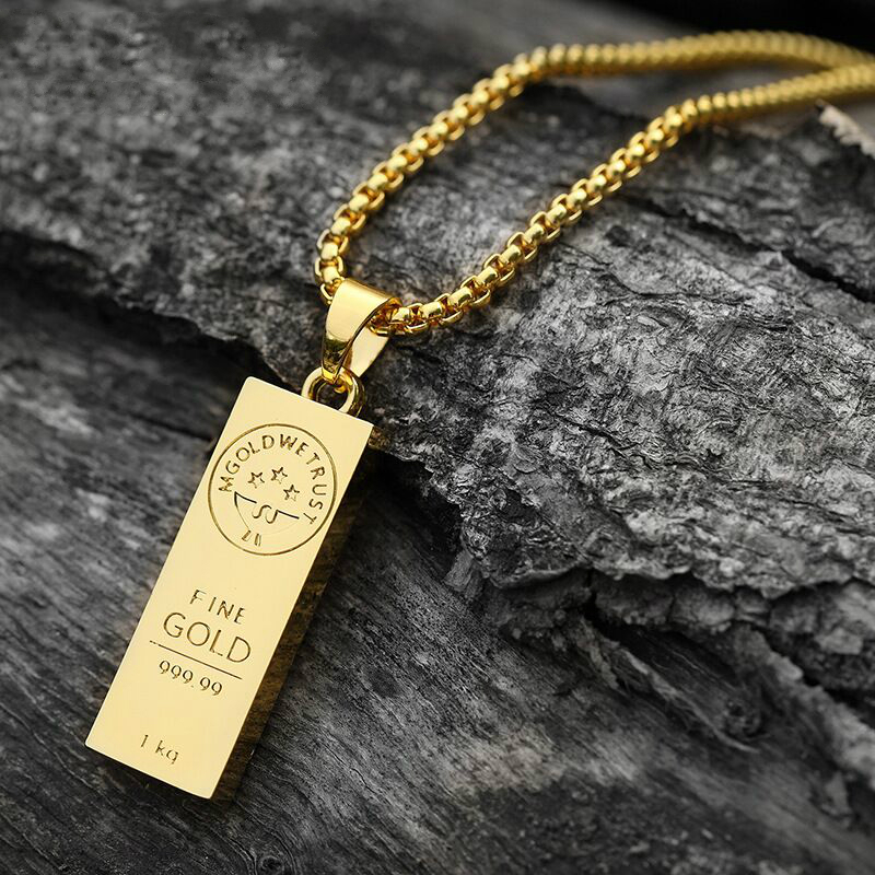64435b72 9386 4302 893c a3cc2900812d Gold Bar Hip Hop Necklace Pendant