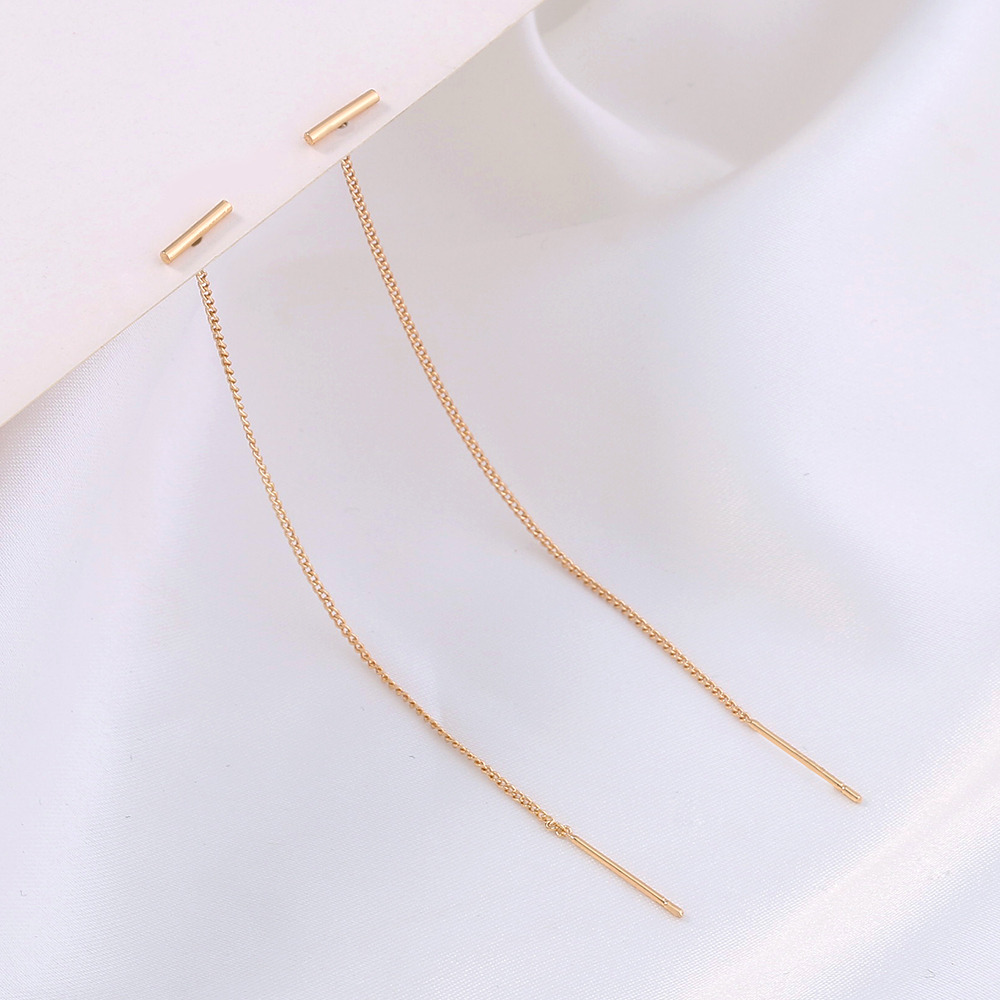 654290df 1506 4c06 8989 42d5c4d01d04 Gold Copper Tube T-tassel Earrings