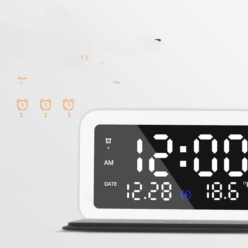 Multifunctional Fast Wireless Charging Bedside Digital Alarm Clock 11