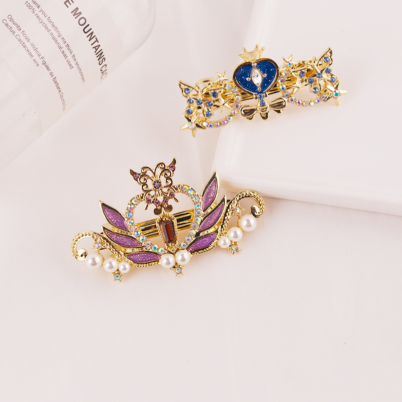 6691c912 0338 42dc 9304 cecfb952aaa8 Fairy Tale Crown Hair Accessories Love Crown Wings Pearl Top Clip