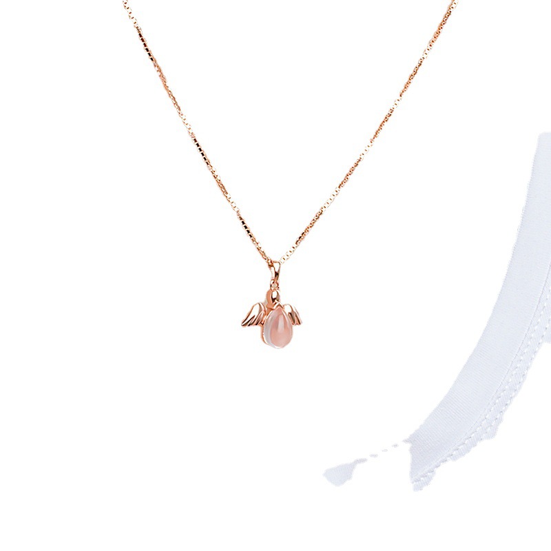 Stall Goods Korean Necklace Rose Gold Plated Synthetic Ross Quartz Pink Crystal Angel Women's Pendant Clavicle Chain Jewelry 3 67330f72 086f 4fcf 852e d211f543305c Stall Goods Korean Necklace Rose Gold Plated Synthetic Ross Quartz Pink Crystal Angel Women's Pendant Clavicle Chain Jewelry