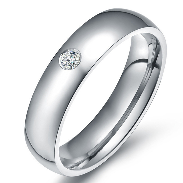 67d54886 5558 4d09 82c9 ecc739932007 Stainless Steel Diamond Ring 4mm Men And Women Couple Ring