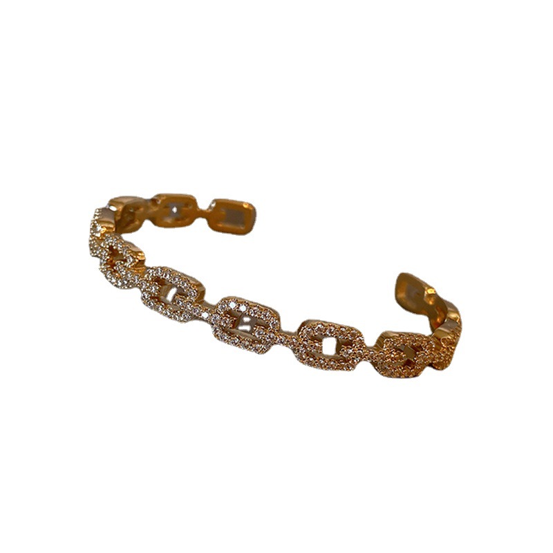 687d051f f3eb 436d 960f 43d70c56700b Real Gold Electroplated Zircon Chain Light Luxury High Sense Girlfriends' Bracelet
