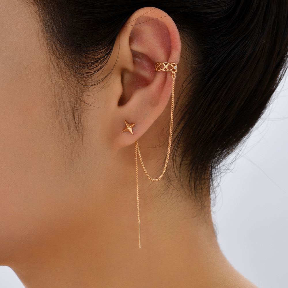 68adfa39 edd3 4772 b5e1 c2be2482f328 Geometric Tassel Earrings Women's Long Diamond Inlaid New Fashion Net Red Temperament Earrings Face Show Thin Ear Line Jewelry