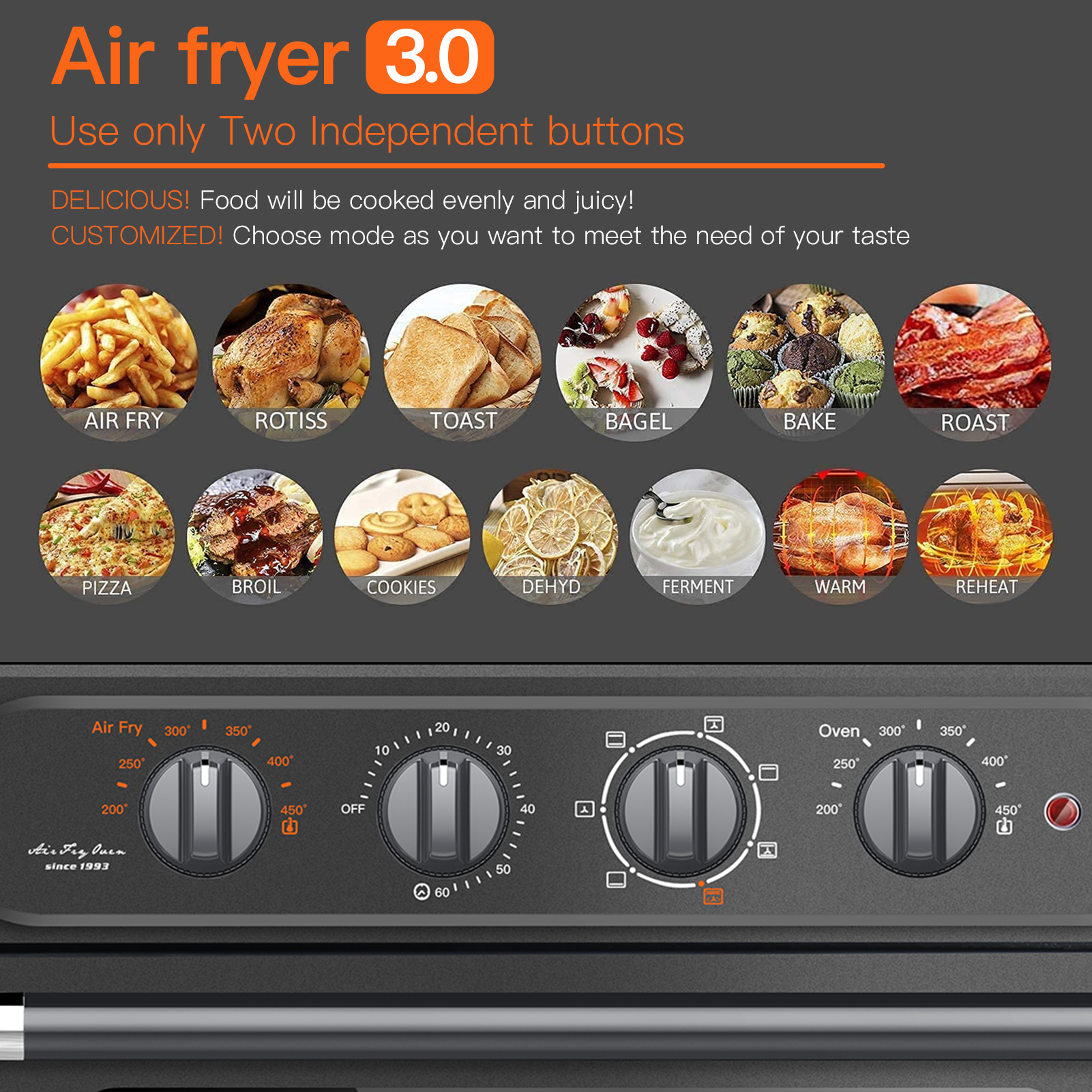 Air Fryer Pan Oven 23L Large Capacity 7 In 1 Convection Oven