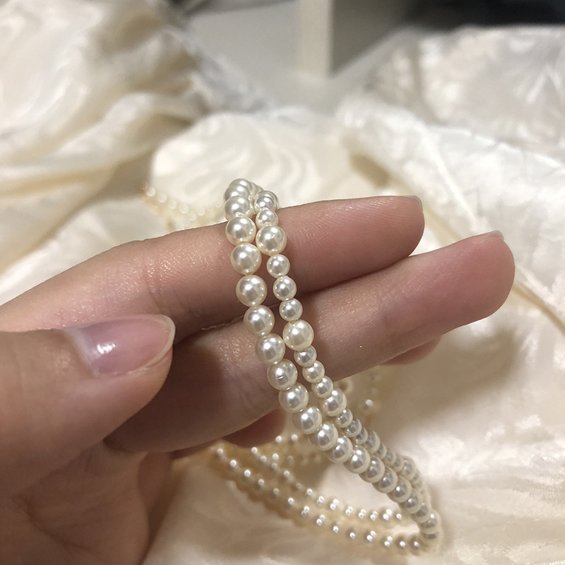69435349 6303 42a7 ac37 f7d7756d0ec9 Handmade Type Highlight Pearl Clavicle Necklace Retro