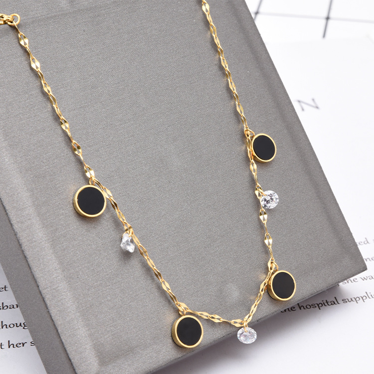Water Wave Chain Zircon Anklet Small Black Round Pendant Gold Girl Anklet 5 69461fcf 3c21 4337 a744 18080d1e52d0 Water Wave Chain Zircon Anklet Small Black Round Pendant Gold Girl Anklet