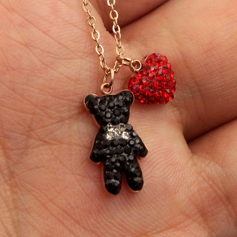695b0644 cdb5 4dcd 8456 e5f46fe64d68 Cute Colorful Diamond Baby Bear Heart Shaped Clavicle Chain
