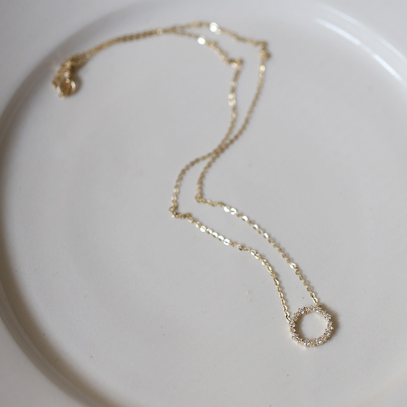 6a33164e 2e31 4fb1 90a0 8931c883e0eb Full Diamond Circle Temperament Japanese And Korean K Gold Clavicle Chain