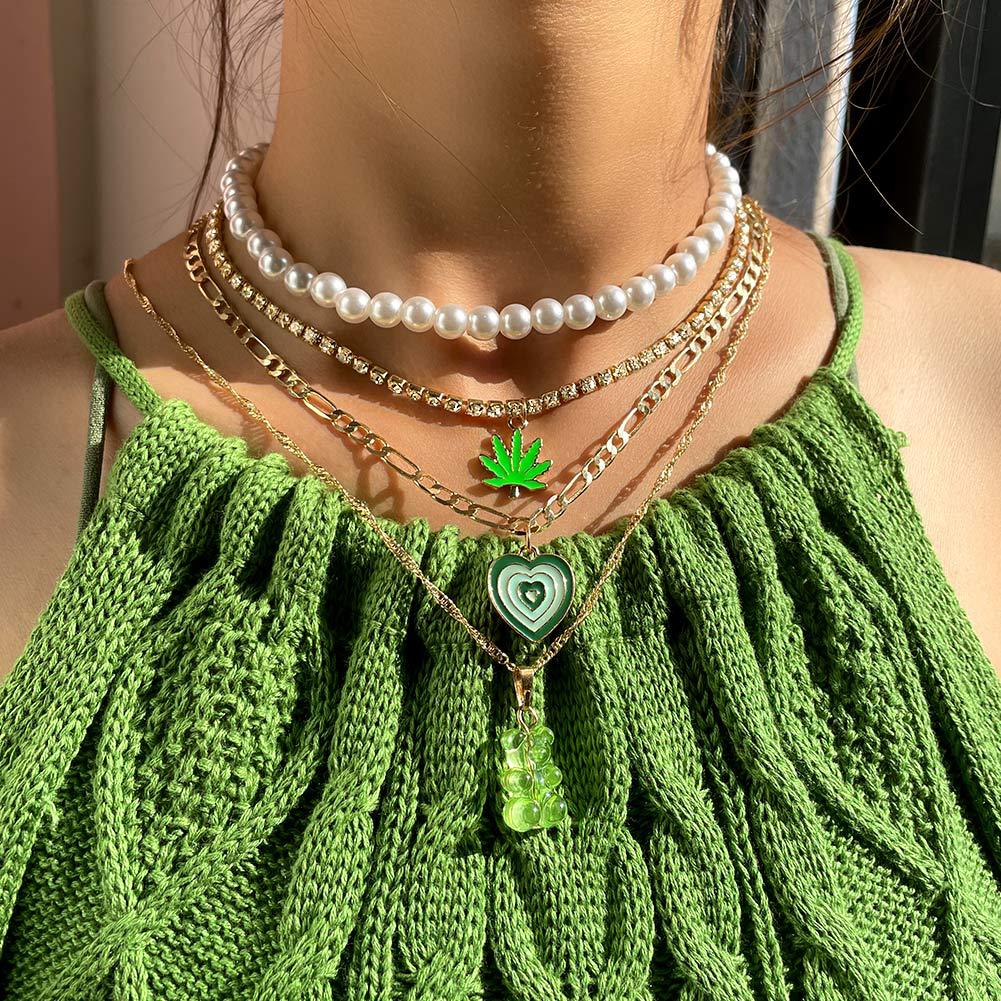 6a4cdeef 539a 429a a64d dd30eee1356e Heart Maple Bear Pendant Multilayer Twisted Chain Necklace