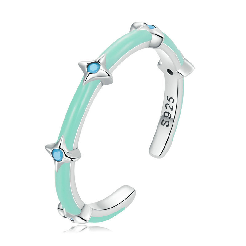 6ac397ac c8cc 4834 b595 ee1a812f9447 Grey Blue Oil Drop Zircon Simple Star Ring