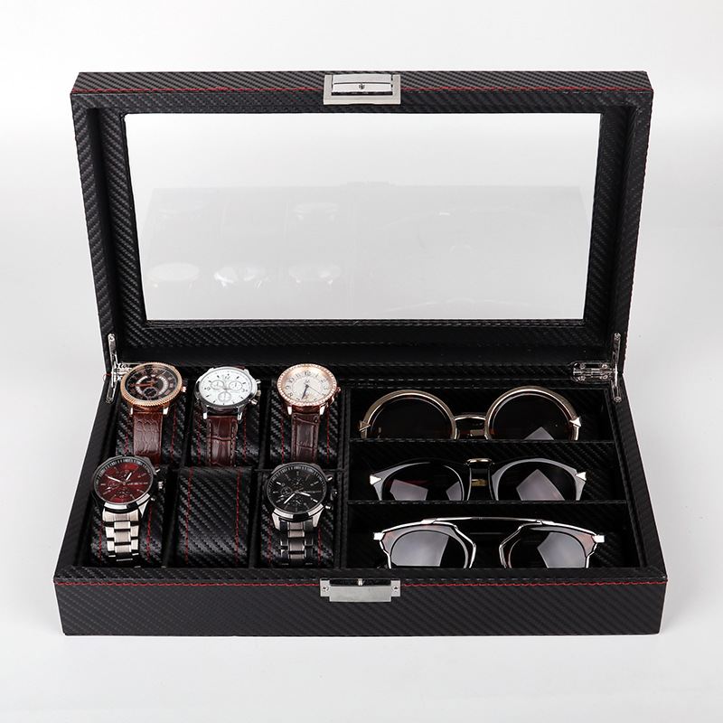 Carbon Fiber Watch Glasses Storage Display Case