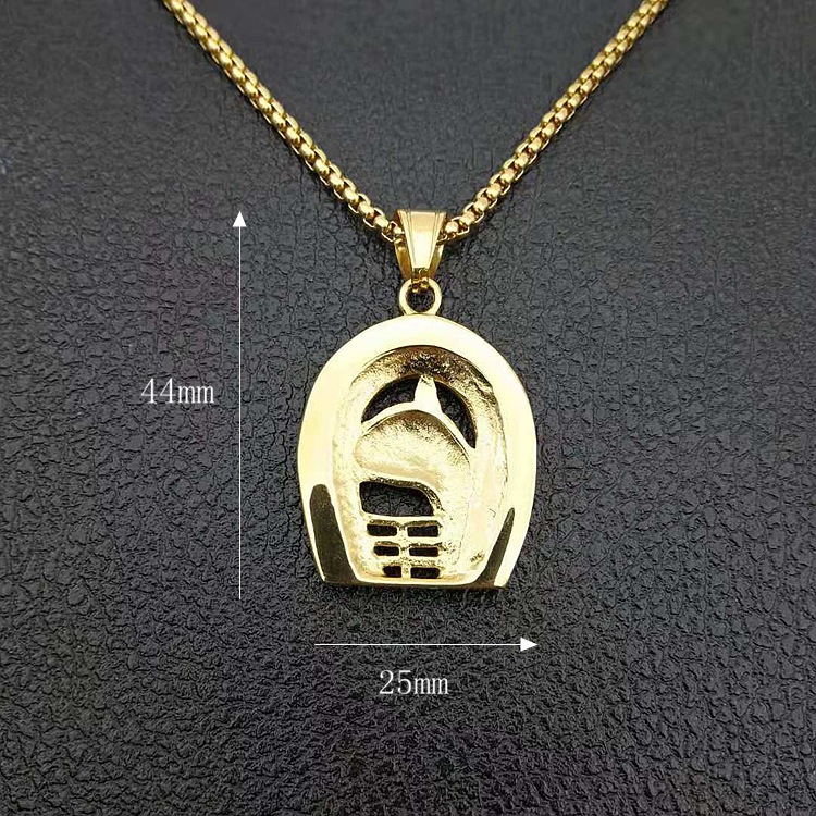6bd30186 2a03 40cd a134 16feddfafb17 Titanium steel gold-plated diamond gold horse head pendant