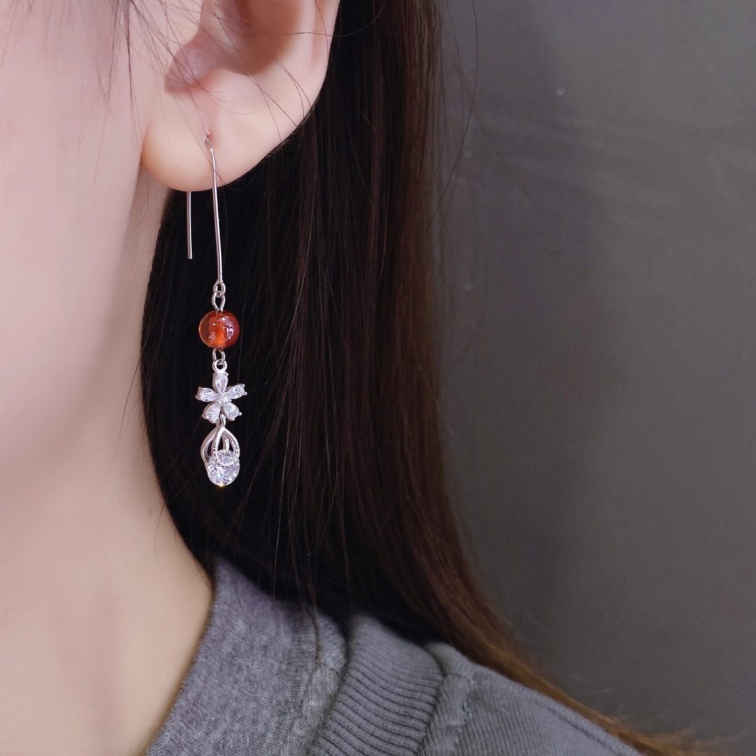 6c8488dd c887 4d0f b478 e4a3440e2ccf Fashion Silver Pomegranate Plum Blossom Earrings