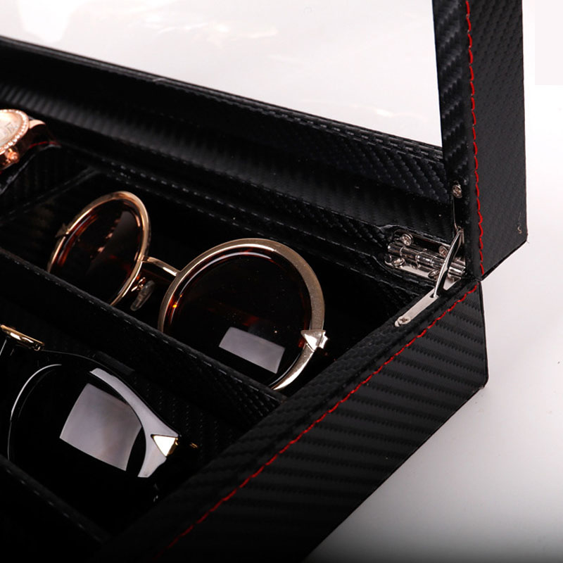 Carbon Fiber Watch Glasses Storage Display Case