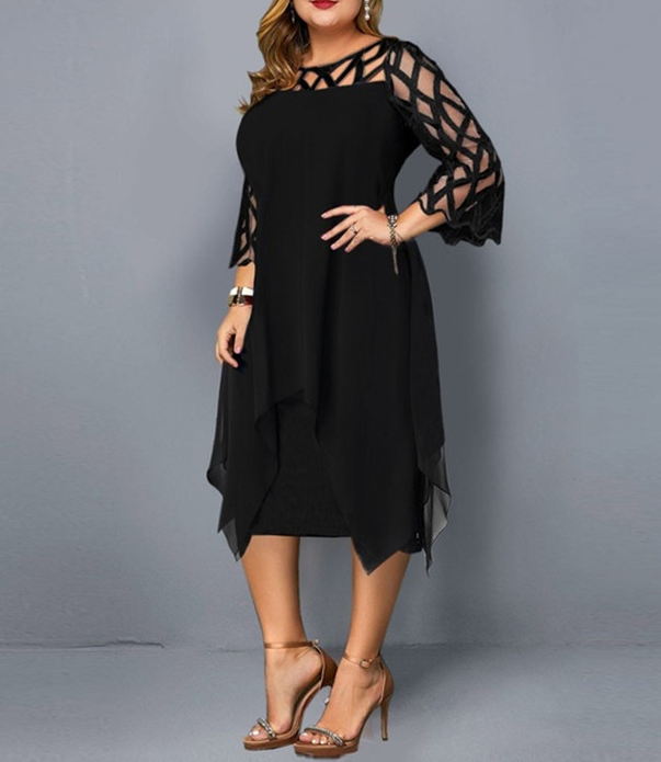 <ul> <li><strong>Elegant Lace Splicing:</strong> Adds a sophisticated touch with delicate lace details.</li> <li><strong>Unique Irregular Hem:</strong> Creates a contemporary and stylish silhouette.</li> <li><strong>Chic Seven-Minute Sleeves:</strong> Provides a graceful and fashionable look.</li> <li><strong>Lightweight Chiffon:</strong> Ensures comfort and breathability for versatile wear.</li> <li><strong>Versatile Design:</strong> Perfect for both formal and casual occasions.</li> </ul>