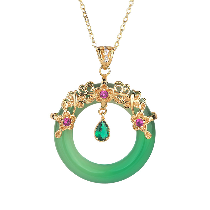 Natural High Ice Chalcedony Peace Ring Pendant Gold Plated Necklace 5 6d3168b5 9284 45f4 80b7 a2b0d3fbcae0 Natural High Ice Chalcedony Peace Ring Pendant Gold Plated Necklace