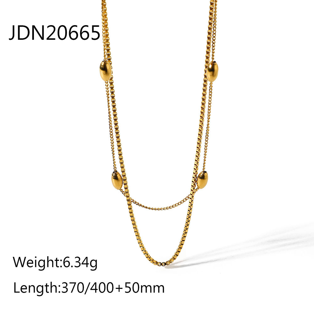 6e0e5ca8 9188 4ead 9476 746154744a21 Gold Double Layer Oval Bead Necklace Fashion For Women