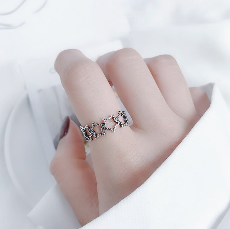 6e631e9e cfd1 4e39 a3c4 9496a5740b74 Hollow five-pointed star Thai silver ring