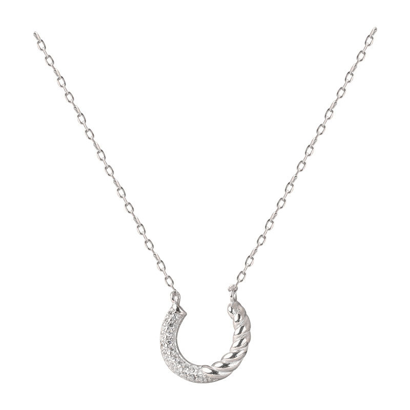 707e749c 92ef 4f22 a6b4 c37ea9b9e209 S925 Sterling Silver Twist U-shaped Semicircle Necklace Geometry