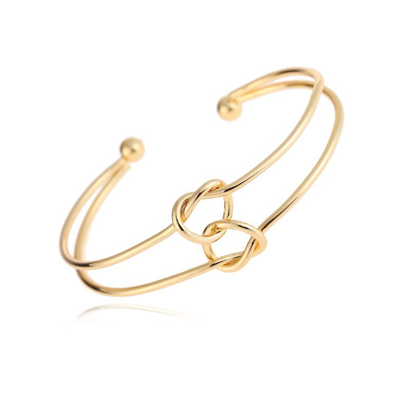 70aed454 5a9d 4222 8541 41f06be12fae Creative Simple Concentric Knot Braided Double Combination Gold Bracelet