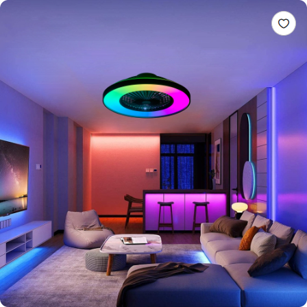 23 Inch Black Ceiling Fan Light With LED RGB Dimmable & Color Changing, APP & Remote Control, Modern Smart Ceiling Fan For Living Room view 11
