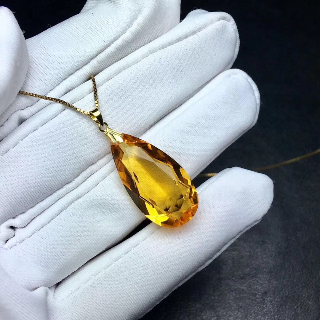 7318c4b4 0cc8 451f b87d ad9bd78e5bfe Fashion Drop Gold Inlaid Citrine Pendant