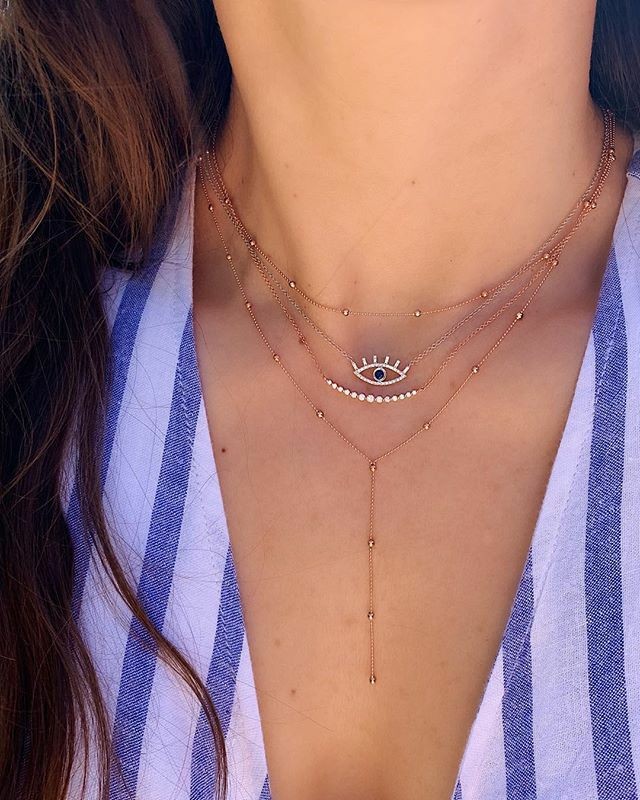 73cea799 47a4 4060 a08d e052b0c61157 Fashionable Personality Women's Full Diamond Five-pointed Star Eye Pendant Multi-layer Necklace