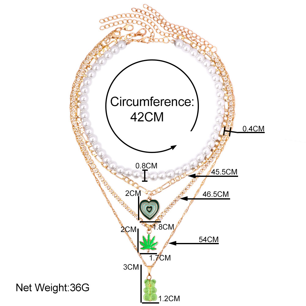 7403ca9f 8a2d 4c9d 92c2 f0f1921699c1 Heart Maple Bear Pendant Multilayer Twisted Chain Necklace