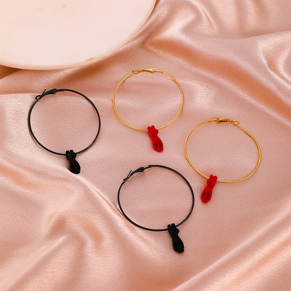 7551746b a724 45d3 bdd6 da589866b45c Simple Ethnic Style Kitten Circle Earrings Female Geometric