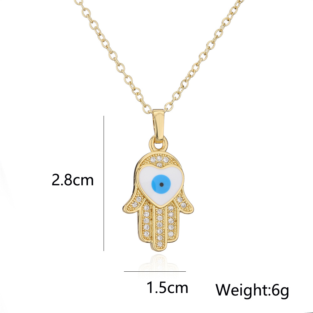 774ae0ac d8d9 4d95 a023 810090f70b01 Gold Dripping Zircon Fatima Hand Minority Demon Eye Clavicle Chain Female