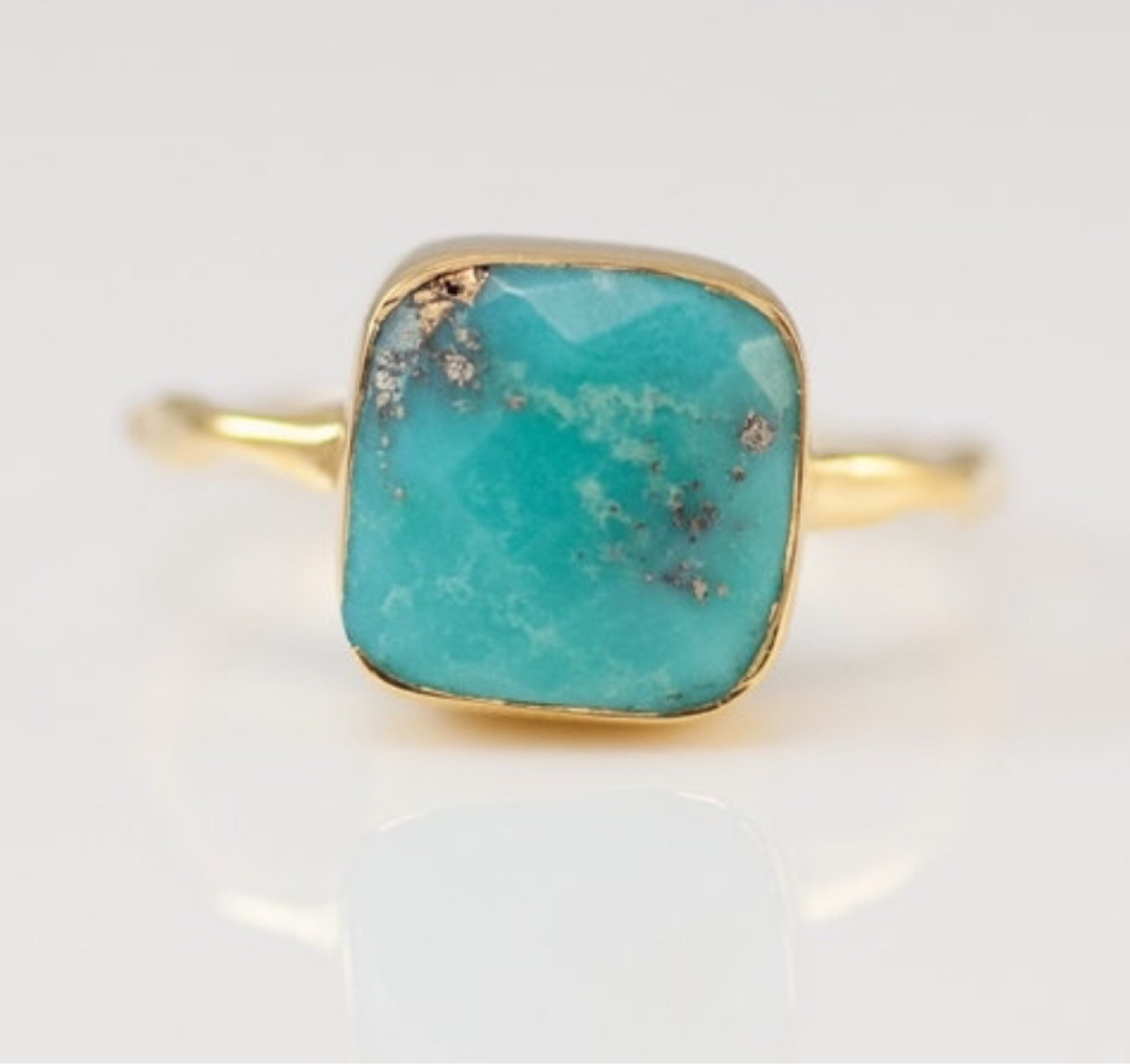 795fb7e1 d9c7 49ec 9d3c f78f2037c619 Simple Square Turquoise 18k Gold Plated Ring