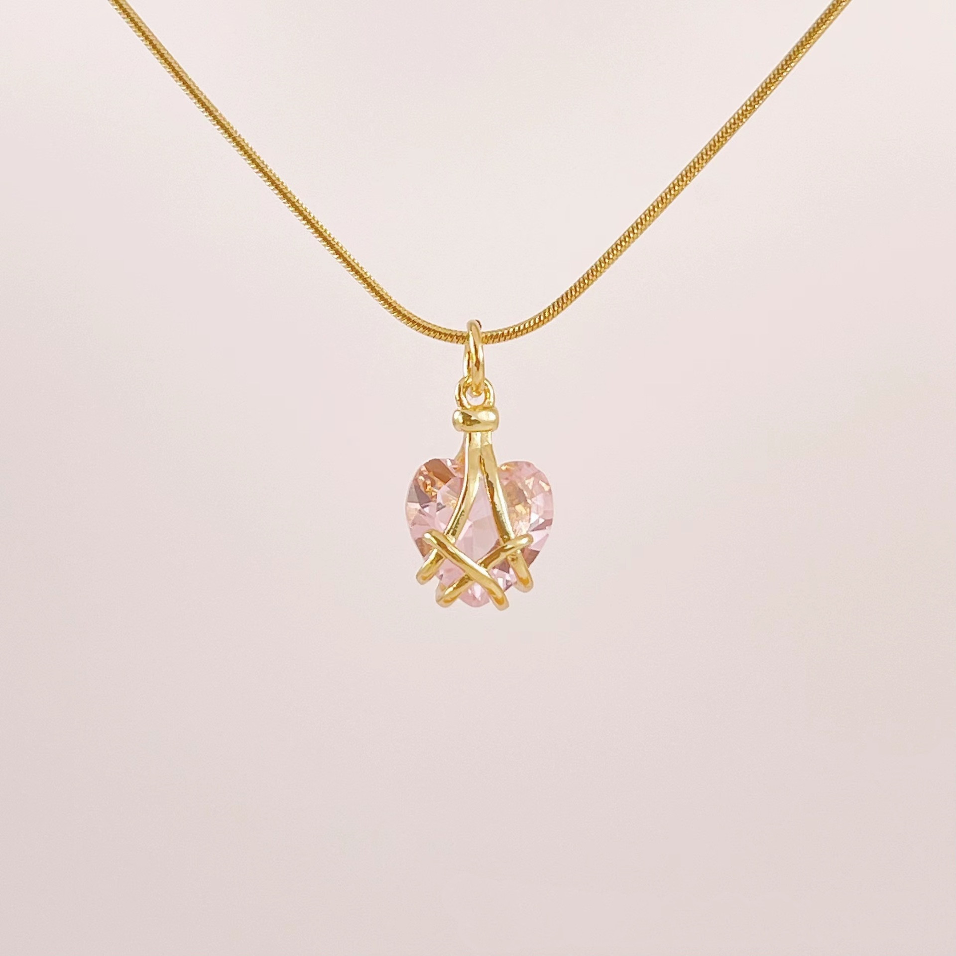 7a2db18b a200 4b5b a42c 13171c6f34d3 18k Gold Plated Titanium Heart Crystal Pendant Necklace