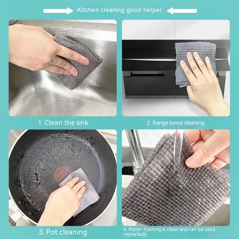 Title 5, Thickened Kitchen Wear-resistant Rag Rag Lint-f...