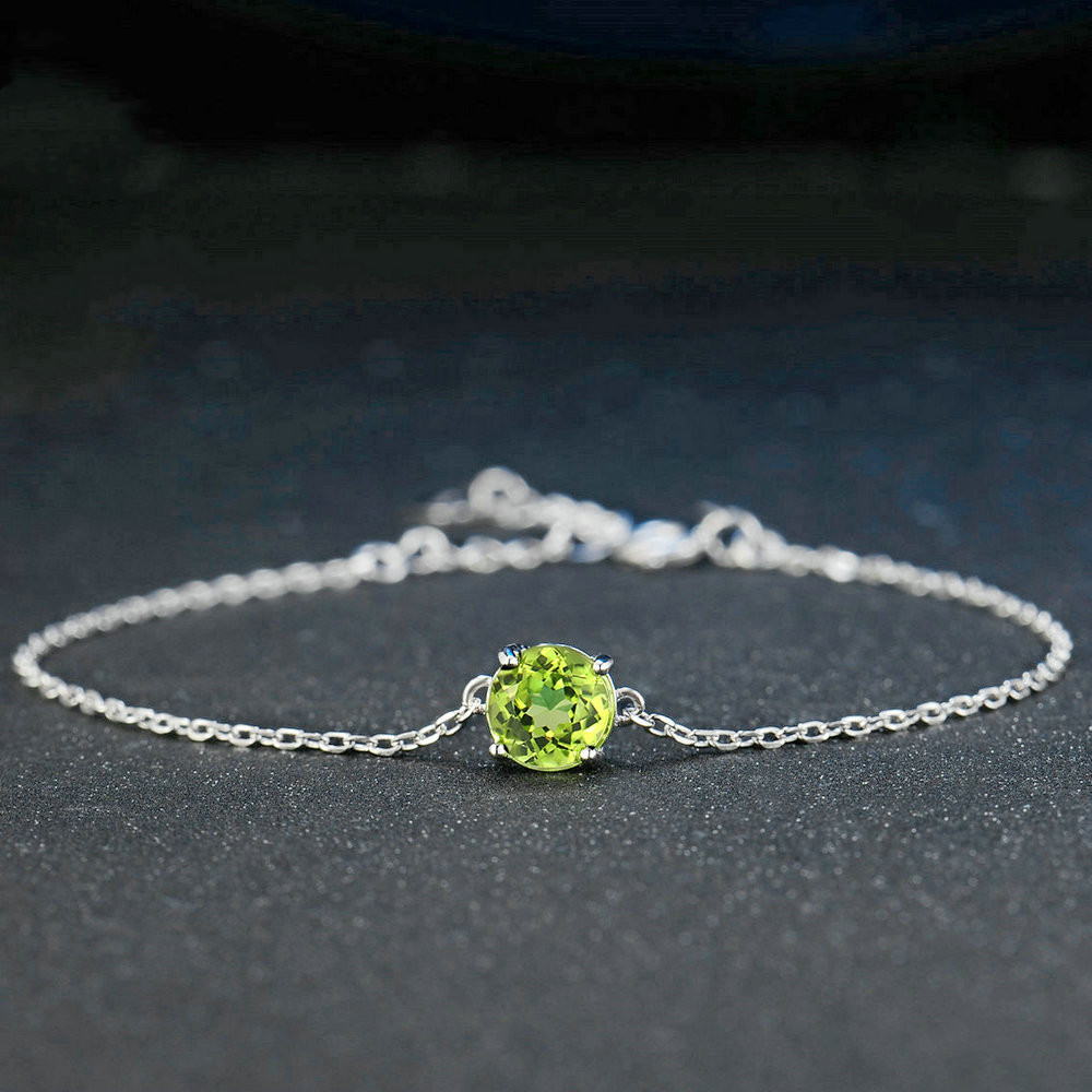 7b58c64d de8f 4ae5 b02e 0360a8a10884 925 Sterling Silver Color Jewelry Natural Peridot White Gold Bracelet