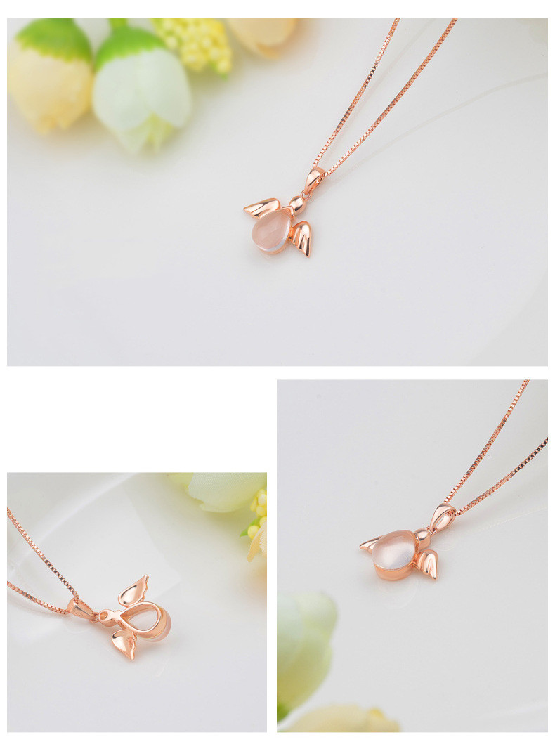 Stall Goods Korean Necklace Rose Gold Plated Synthetic Ross Quartz Pink Crystal Angel Women's Pendant Clavicle Chain Jewelry 6 7be753c0 25f4 467a b5da c614e25423a5 Stall Goods Korean Necklace Rose Gold Plated Synthetic Ross Quartz Pink Crystal Angel Women's Pendant Clavicle Chain Jewelry
